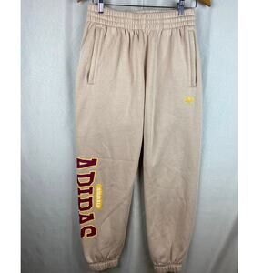Adidas Originals Varsity Sweatpants Men’s sz Small Beige Preppy Trefoil Logo